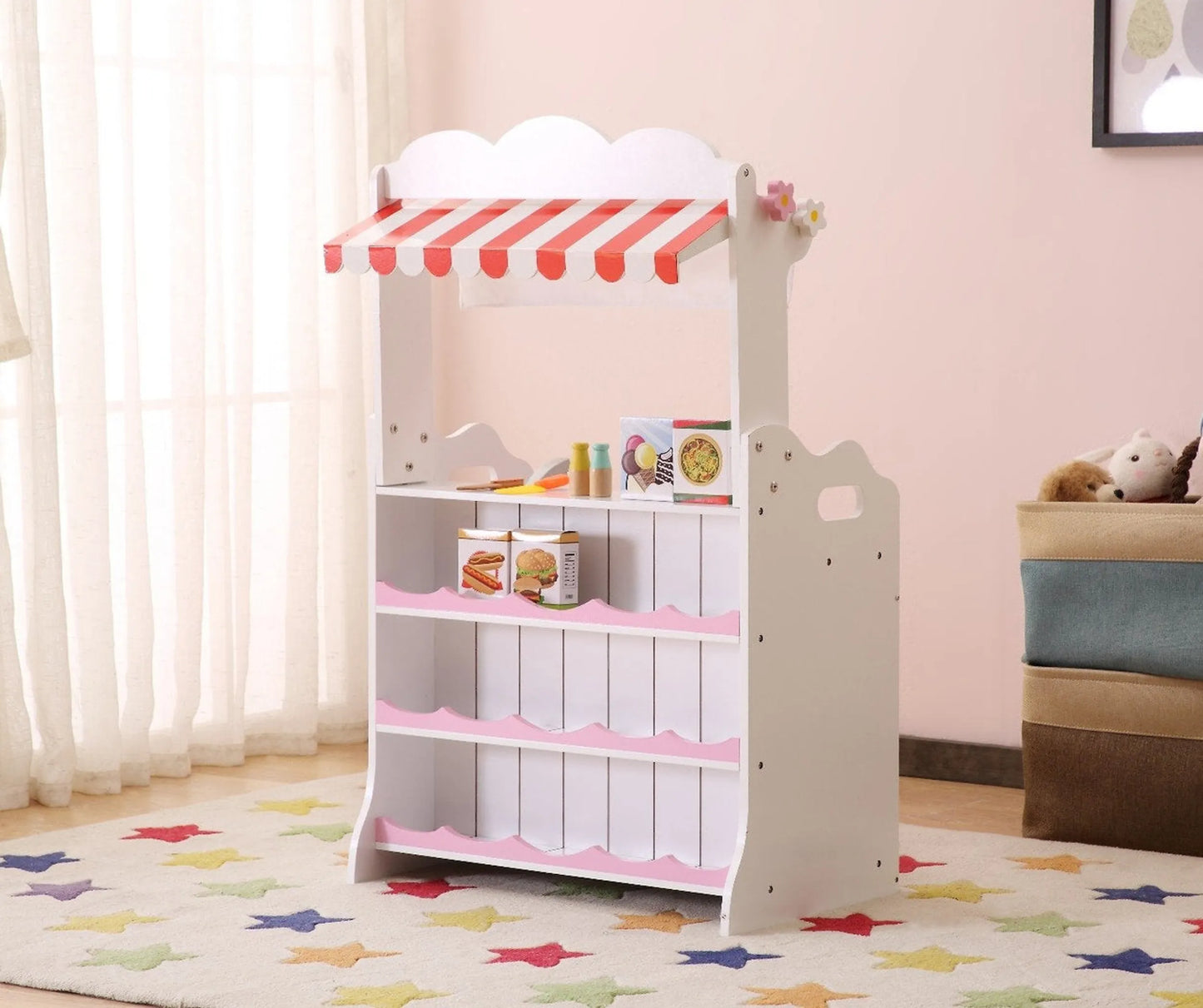 2 In 1 Pretend Dollhouse / Kitchen and Market Stall