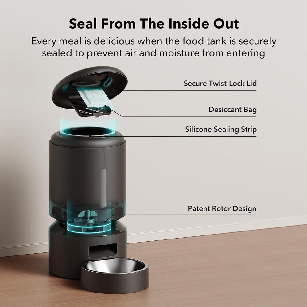Automatic Pet Feeder 5G WiFi, 5L Timed Dog Feeder with Sensor