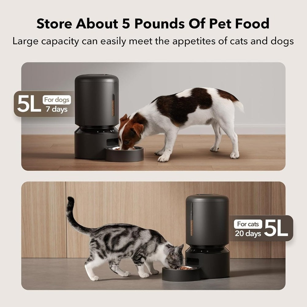 Automatic Pet Feeder 5G WiFi, 5L Timed Dog Feeder with Sensor