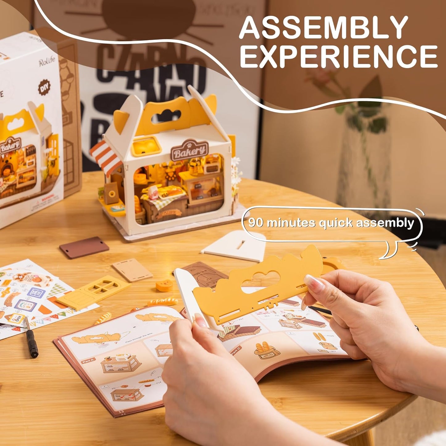 Rolife Mini Dollhouse Kit: LED Bakery Diorama Set
