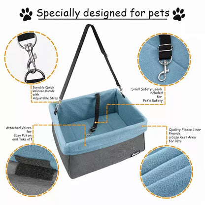 Dog Booster Seats for Cars, Portable Dog Car Seat Travel Carrier with Seat Belt for 24 lbs Pets