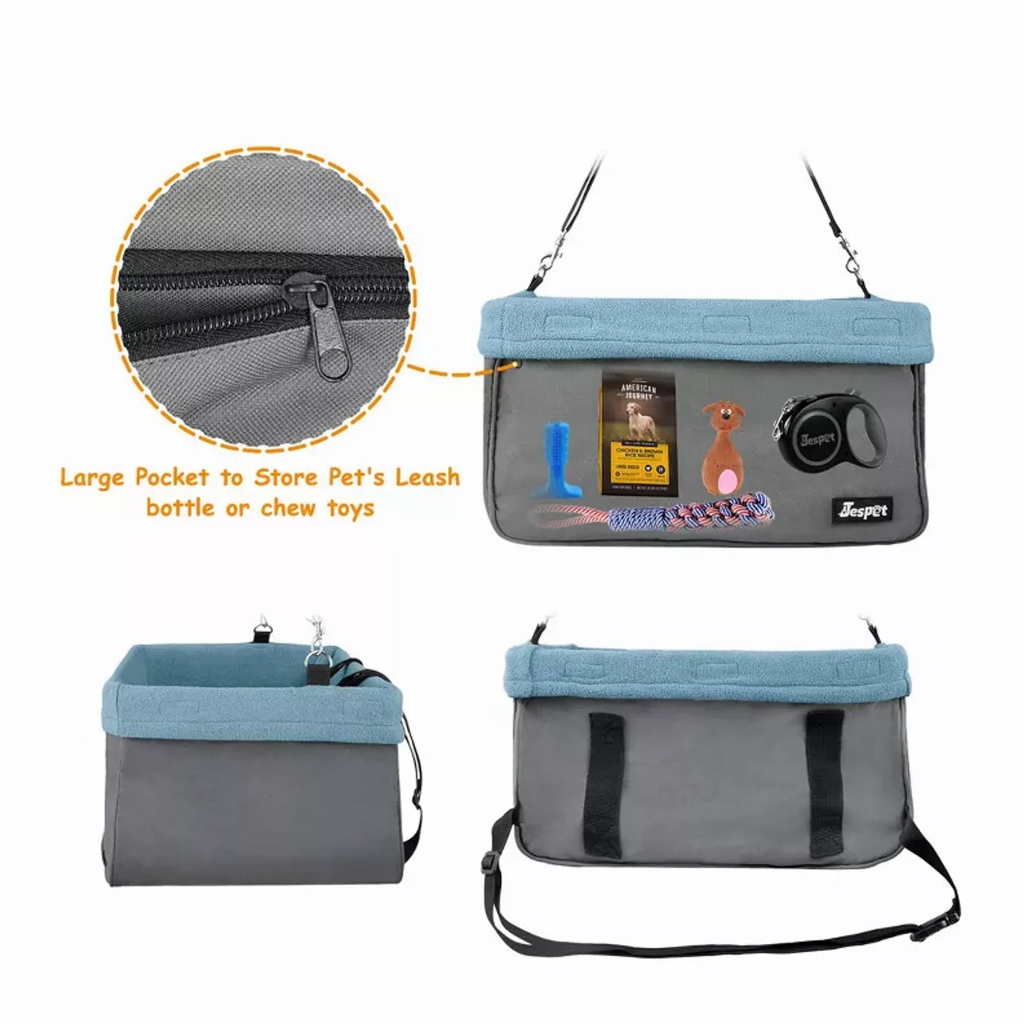 Dog Booster Seats for Cars, Portable Dog Car Seat Travel Carrier with Seat Belt for 24 lbs Pets
