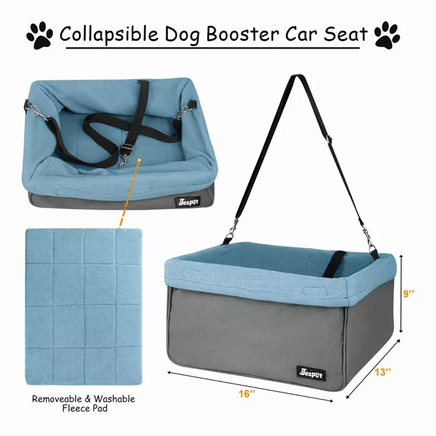 Dog Booster Seats for Cars, Portable Dog Car Seat Travel Carrier with Seat Belt for 24 lbs Pets
