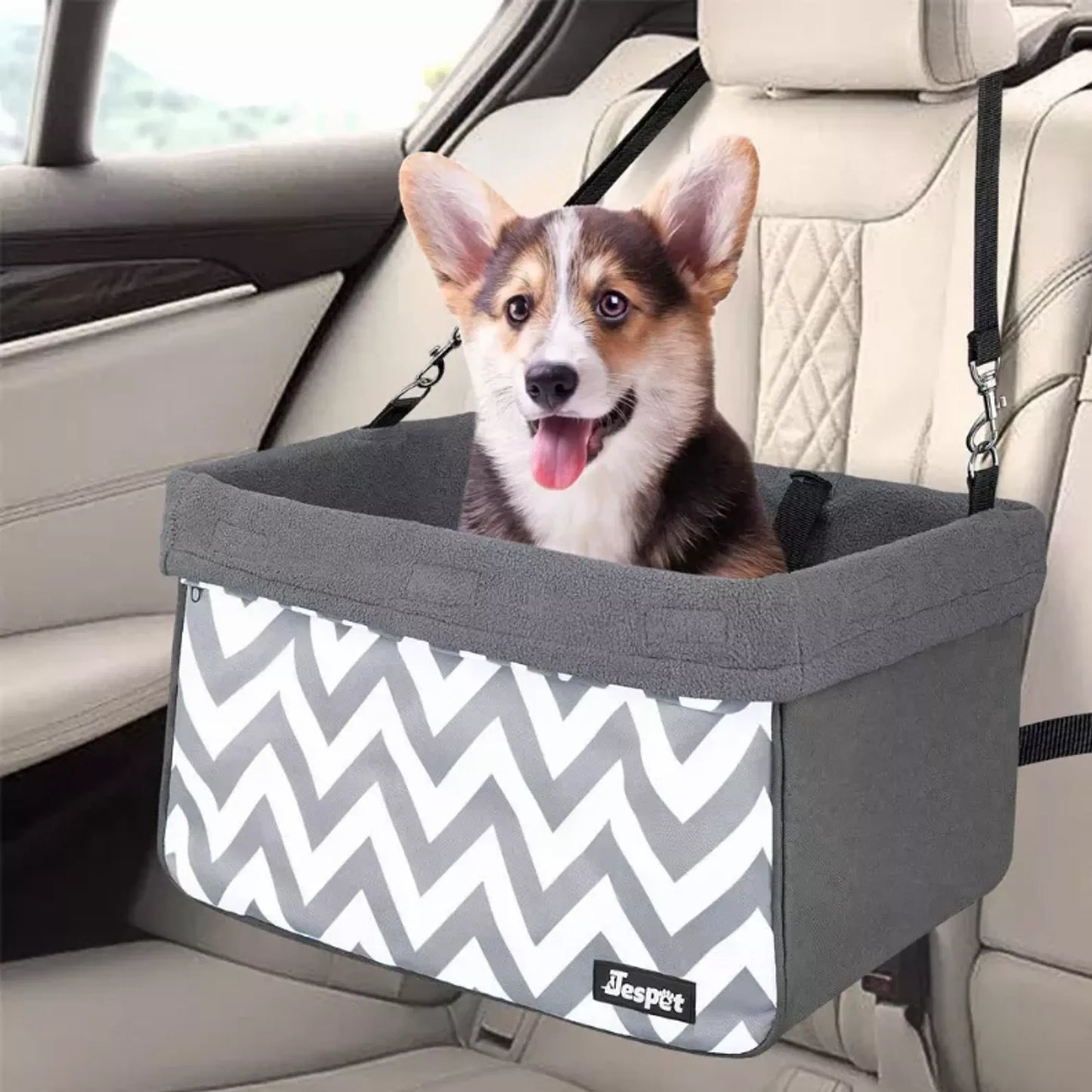 Dog Booster Seats for Cars, Portable Dog Car Seat Travel Carrier with Seat Belt for 24 lbs Pets
