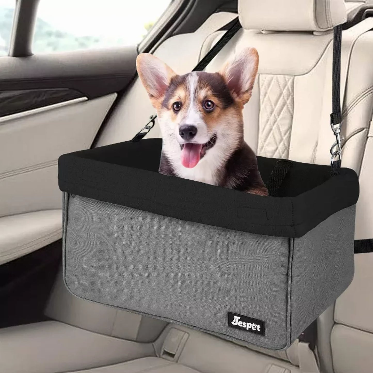 Dog Booster Seats for Cars, Portable Dog Car Seat Travel Carrier with Seat Belt for 24 lbs Pets