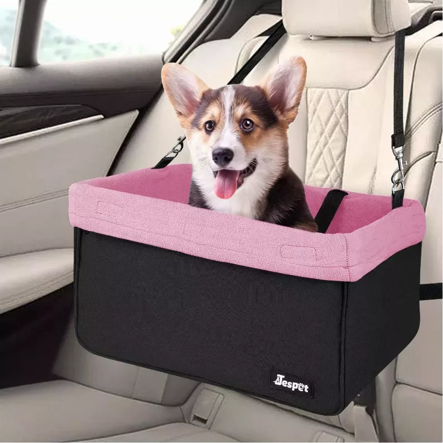 Dog Booster Seats for Cars, Portable Dog Car Seat Travel Carrier with Seat Belt for 24 lbs Pets