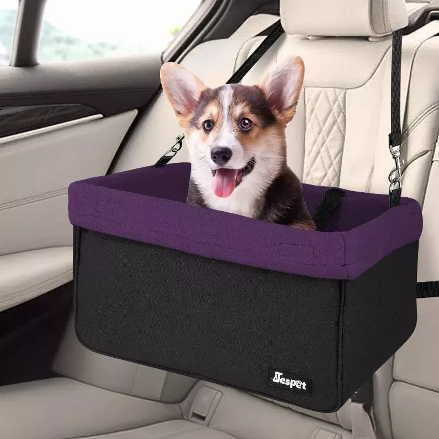 Dog Booster Seats for Cars, Portable Dog Car Seat Travel Carrier with Seat Belt for 24 lbs Pets