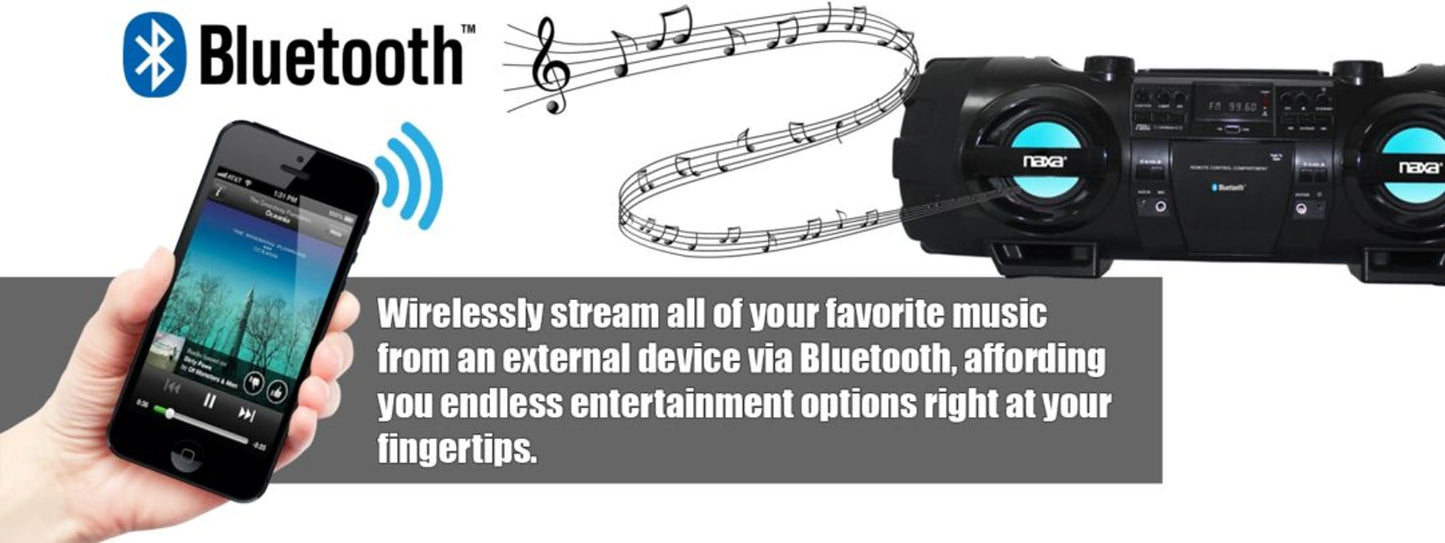 MP3/CD Bass Reflex Boombox & PA System with Bluetooth