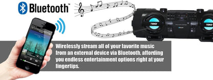 MP3/CD Bass Reflex Boombox & PA System with Bluetooth