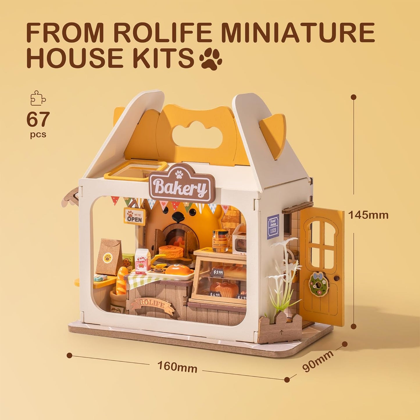Rolife Mini Dollhouse Kit: LED Bakery Diorama Set