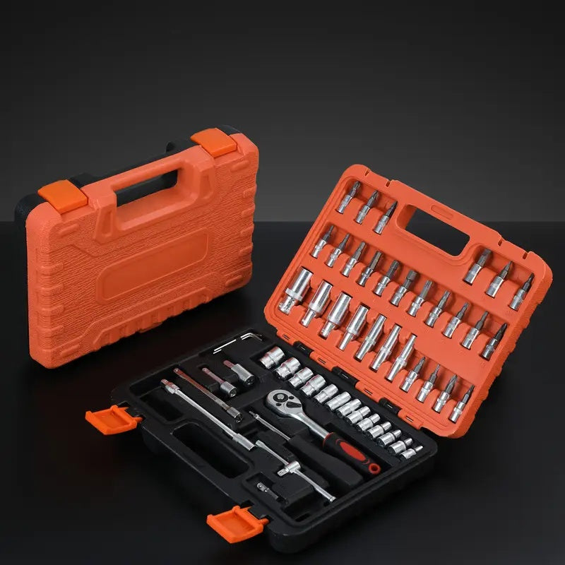 53 piece Auto Mechanic Tool Kit - Premium Ratchet & Screwdriver Set