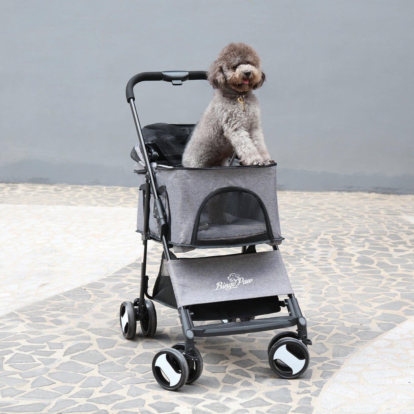 Large Pet Stroller - Foldable Dog Carrier with Rain Cover