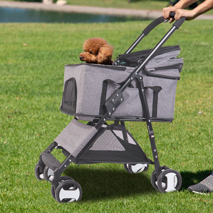 Large Pet Stroller - Foldable Dog Carrier with Rain Cover