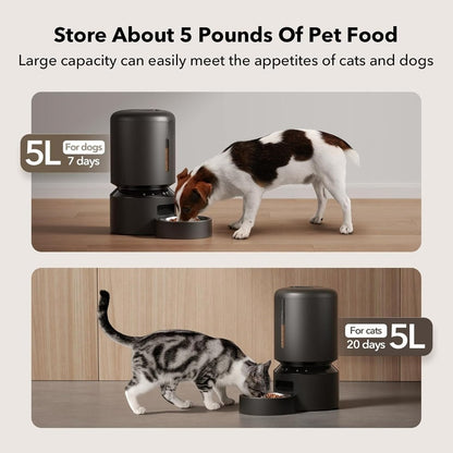 Automatic Pet Feeder 5G WiFi, 5L Timed Dog Feeder with Sensor