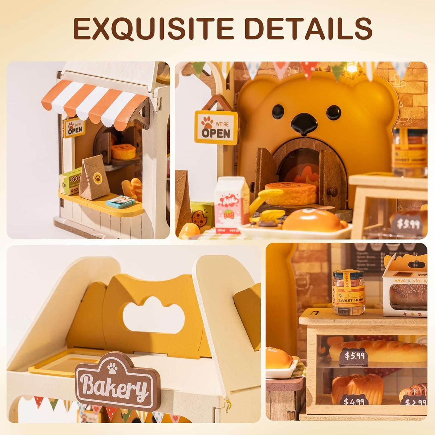 Rolife Mini Dollhouse Kit: LED Bakery Diorama Set