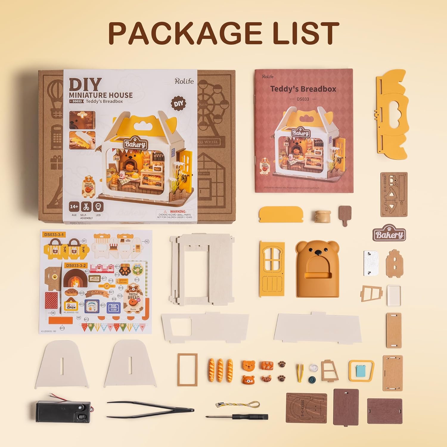 Rolife Mini Dollhouse Kit: LED Bakery Diorama Set