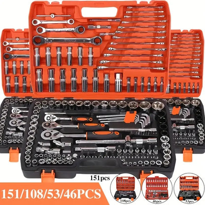 53 piece Auto Mechanic Tool Kit - Premium Ratchet & Screwdriver Set