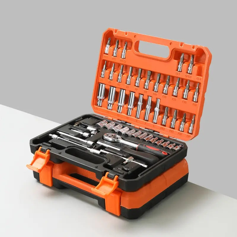 53 piece Auto Mechanic Tool Kit - Premium Ratchet & Screwdriver Set