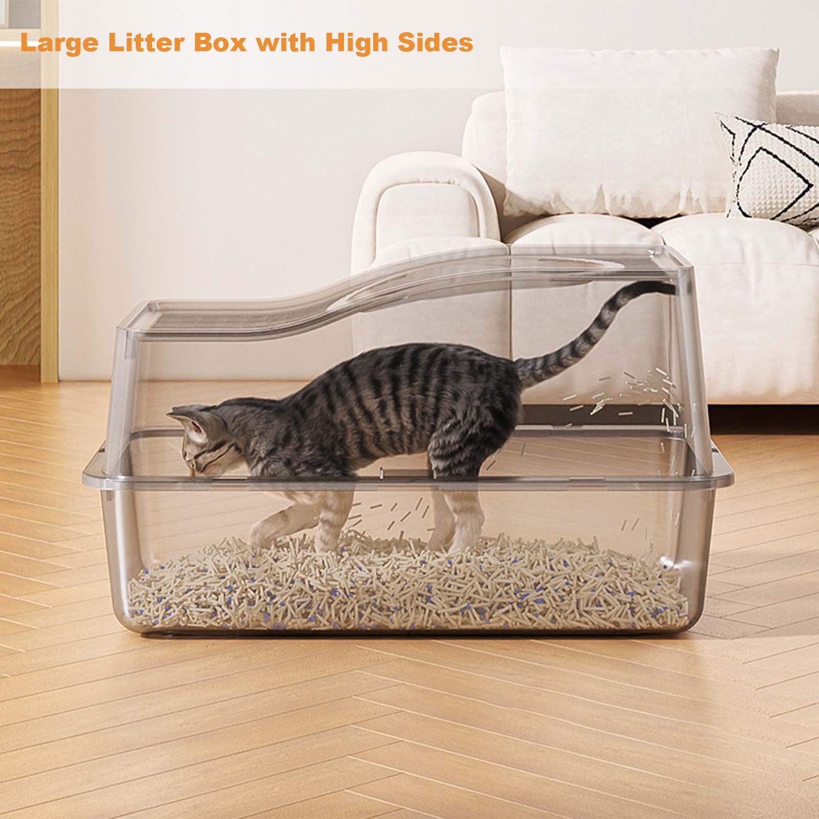 Stainless Steel Enclosed Cat Litter Box with Scoop & Mat