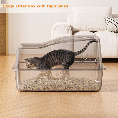 Stainless Steel Enclosed Cat Litter Box with Scoop & Mat